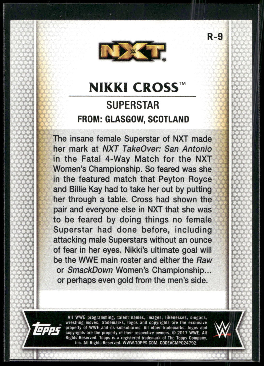2017 Topps WWE Women's Division #R-9 Nikki Cross