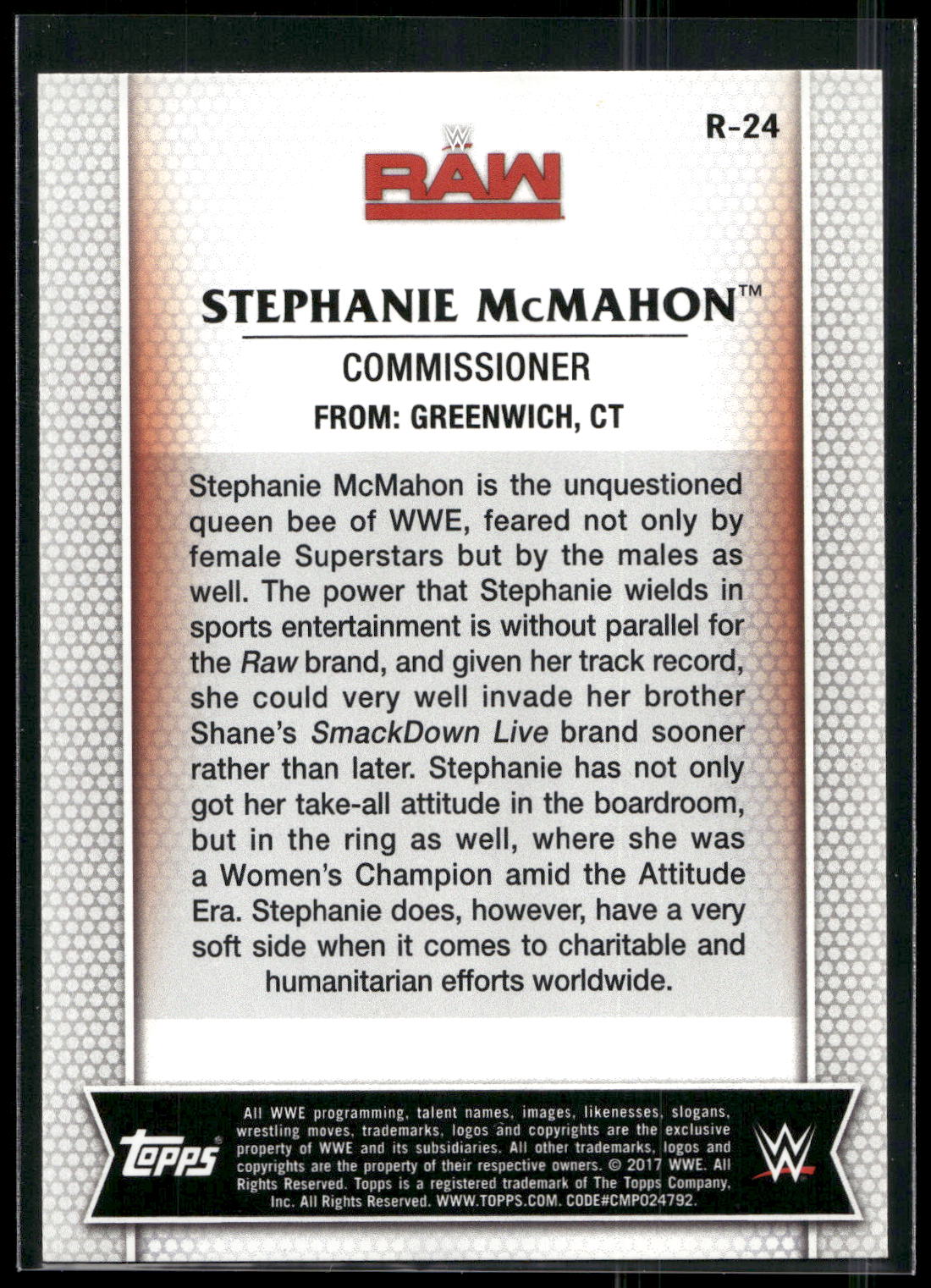 2017 Topps WWE Women's Division #R-24 Stephanie McMahon