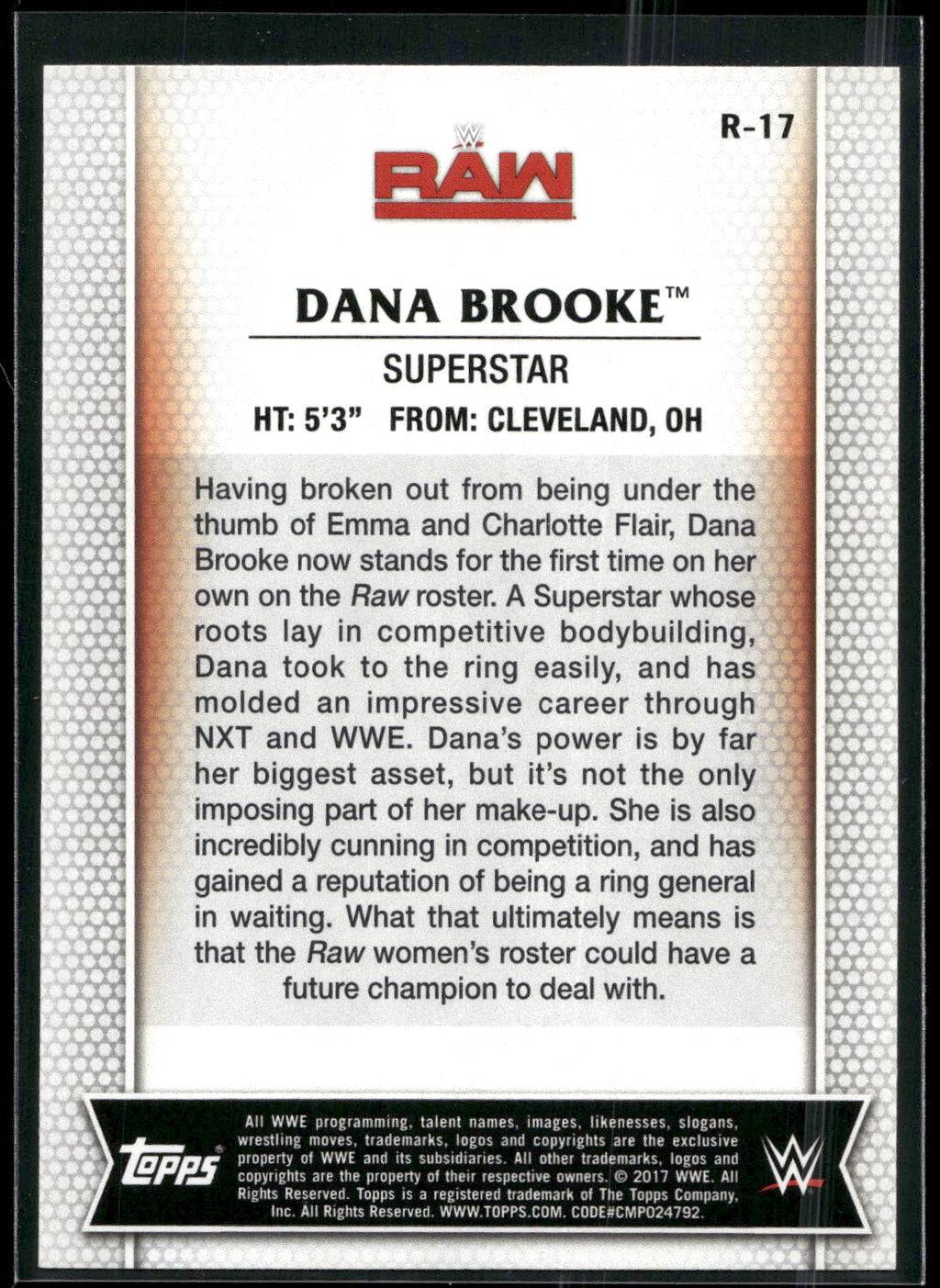 2017 Topps WWE Women's Division #R-17 Dana Brooke