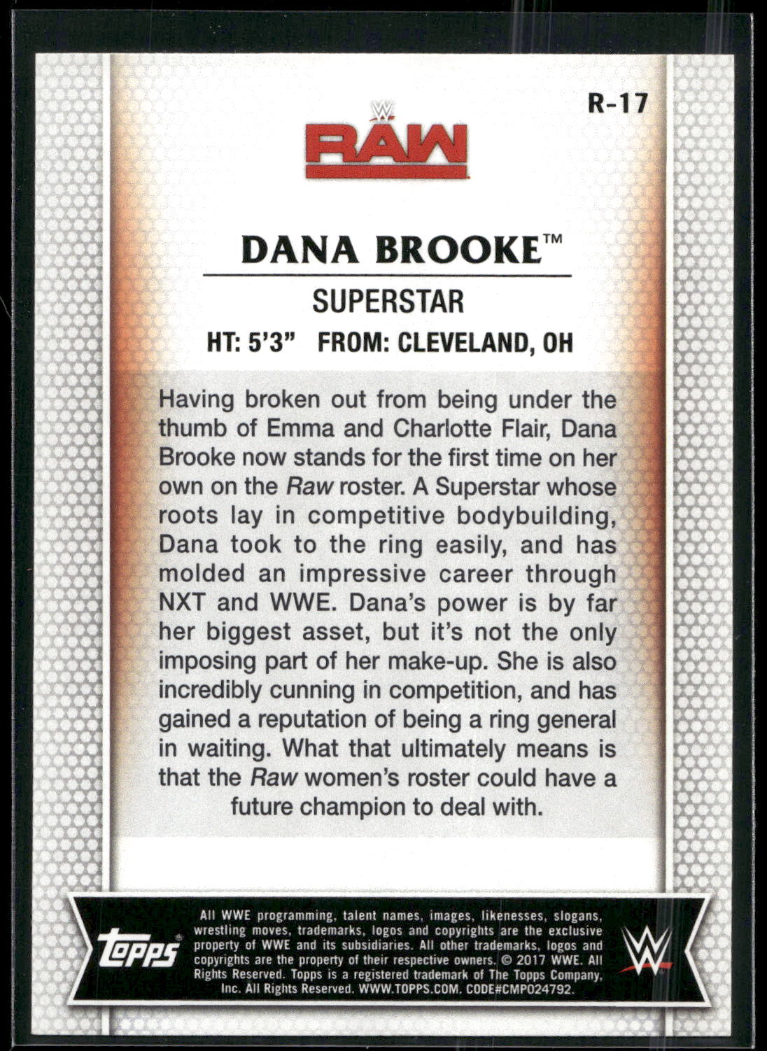 2017 Topps WWE Women's Division #R-17 Dana Brooke