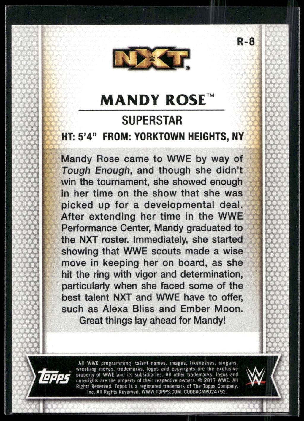 2017 Topps WWE Women's Division #R-8 Mandy Rose