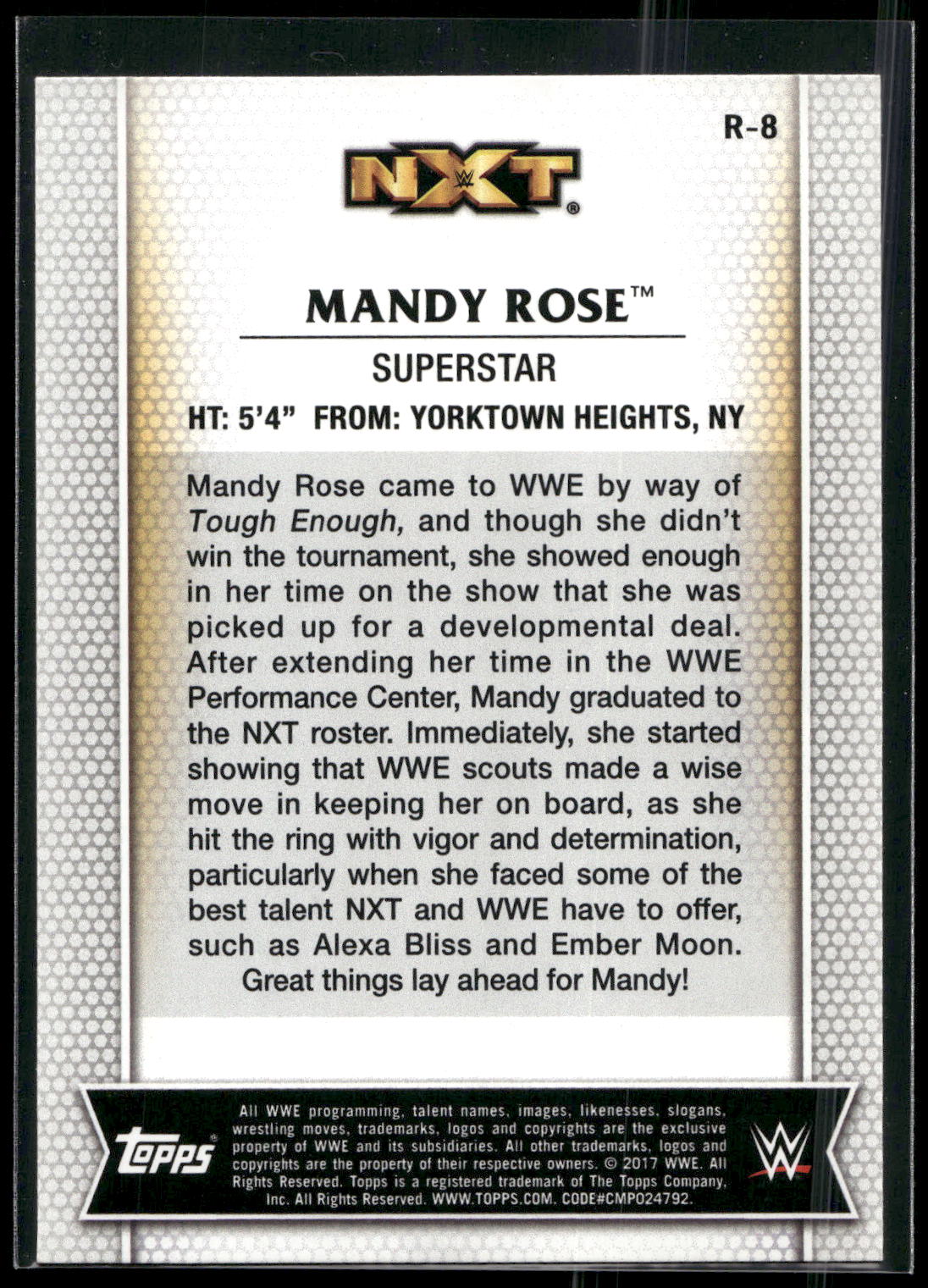 2017 Topps WWE Women's Division #R-8 Mandy Rose