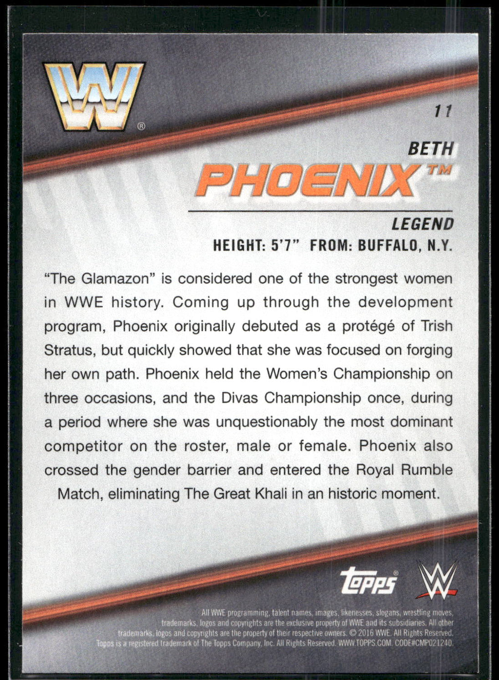 2016 Topps WWE Divas Revolution #11 Beth Phoenix