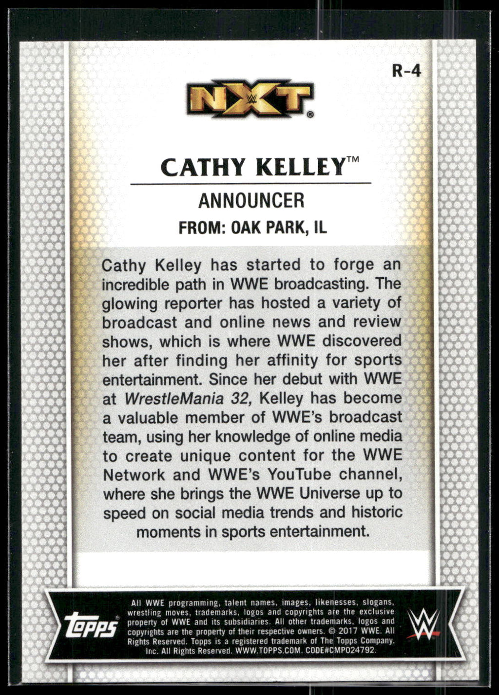 2017 Topps WWE Women's Division #R-4 Cathy Kelley