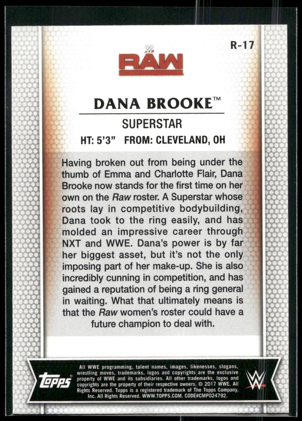 2017 Topps WWE Women's Division #R-17 Dana Brooke