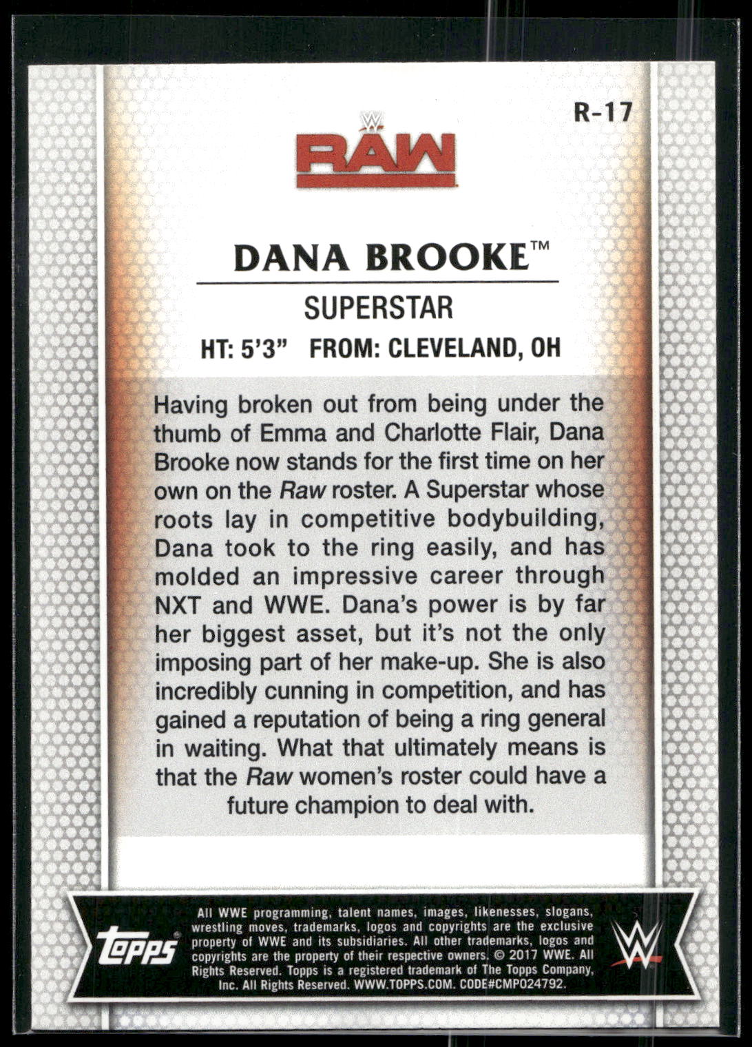 2017 Topps WWE Women's Division #R-17 Dana Brooke