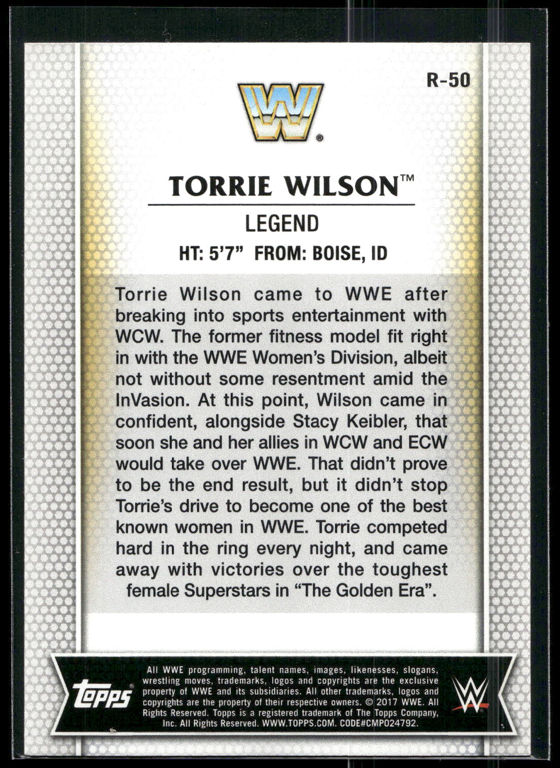 2017 Topps WWE Women's Division #R-50 Torrie Wilson