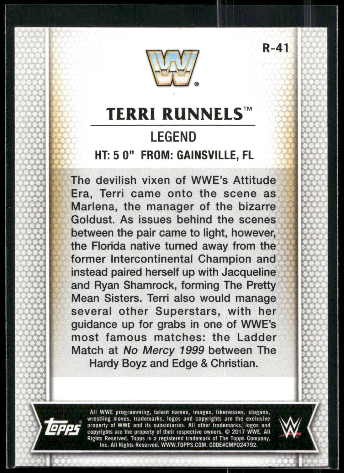 2017 Topps WWE Women's Division #R-41 Terri Runnels