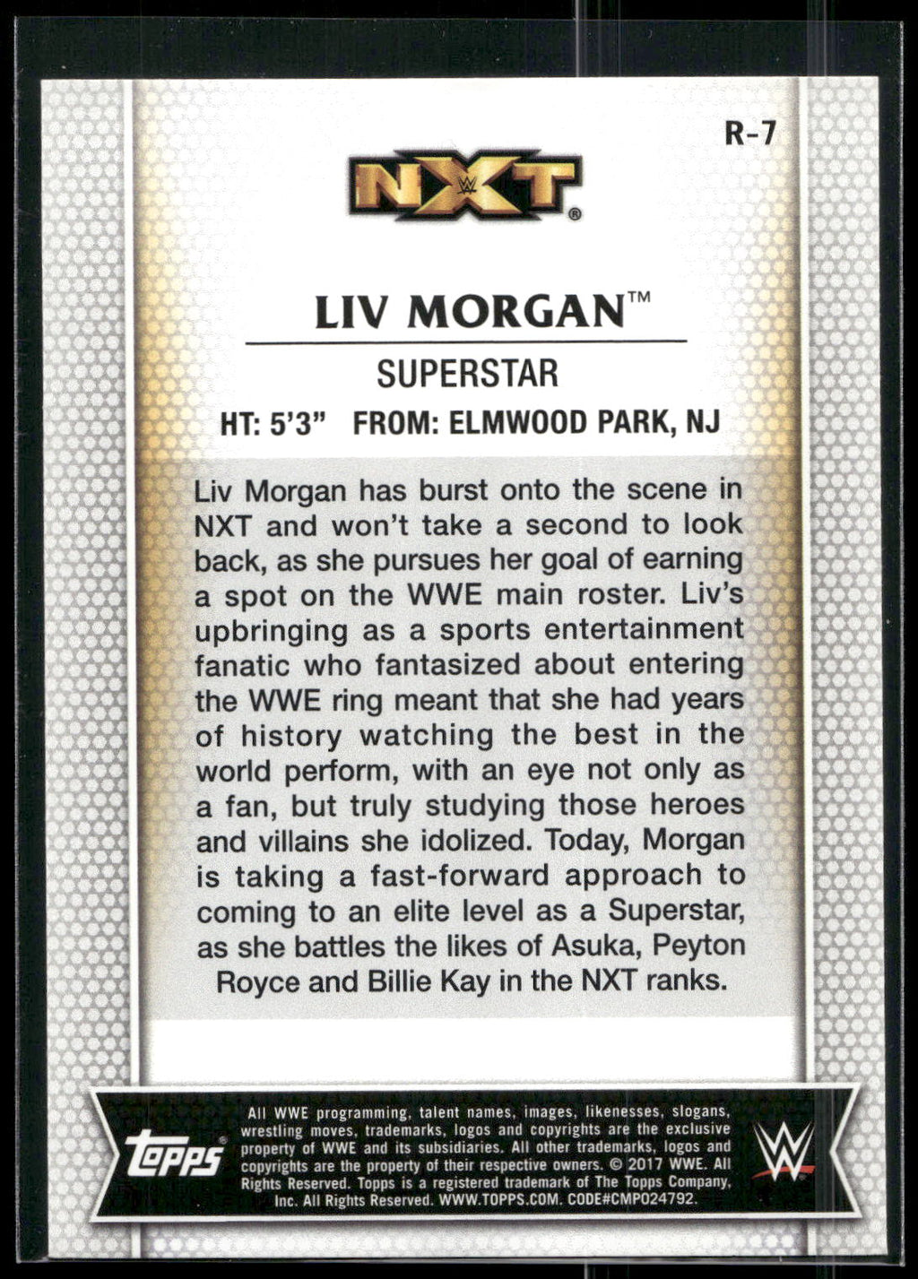 2017 Topps WWE Women's Division #R-7 Liv Morgan