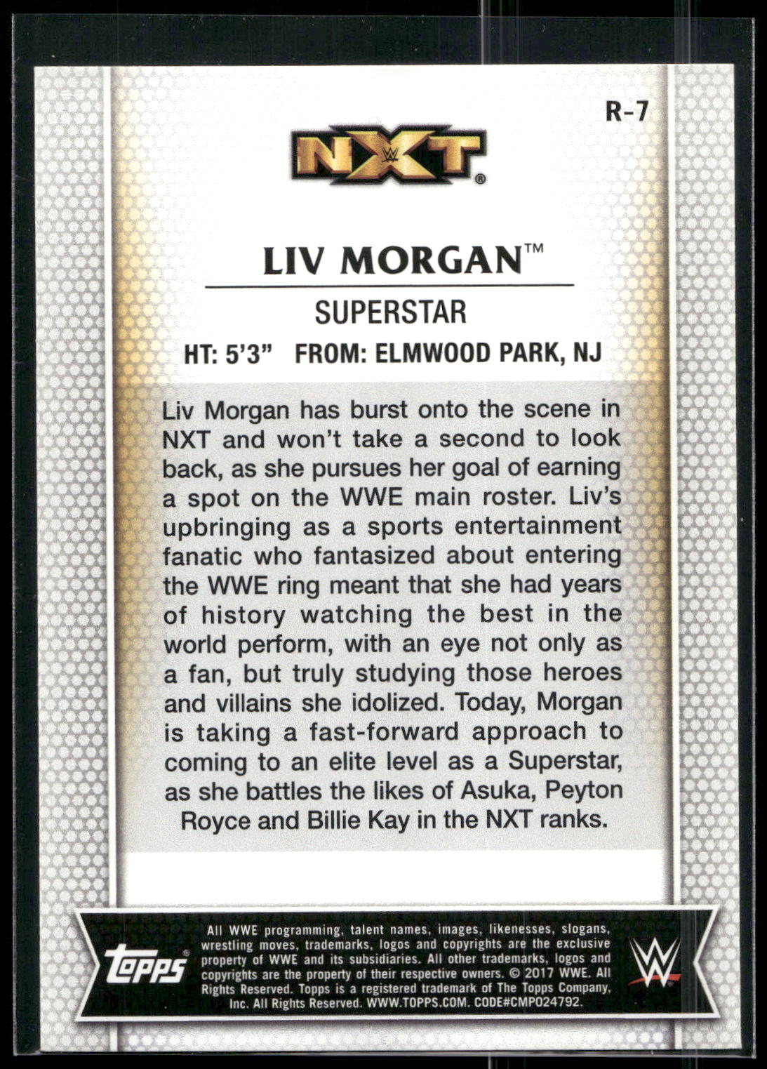 2017 Topps WWE Women's Division #R-7 Liv Morgan