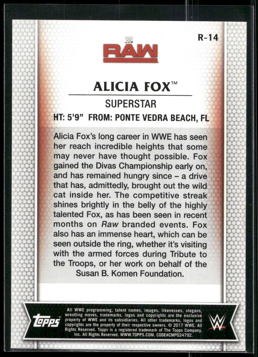 2017 Topps WWE Women's Division #R-14 Alicia Fox