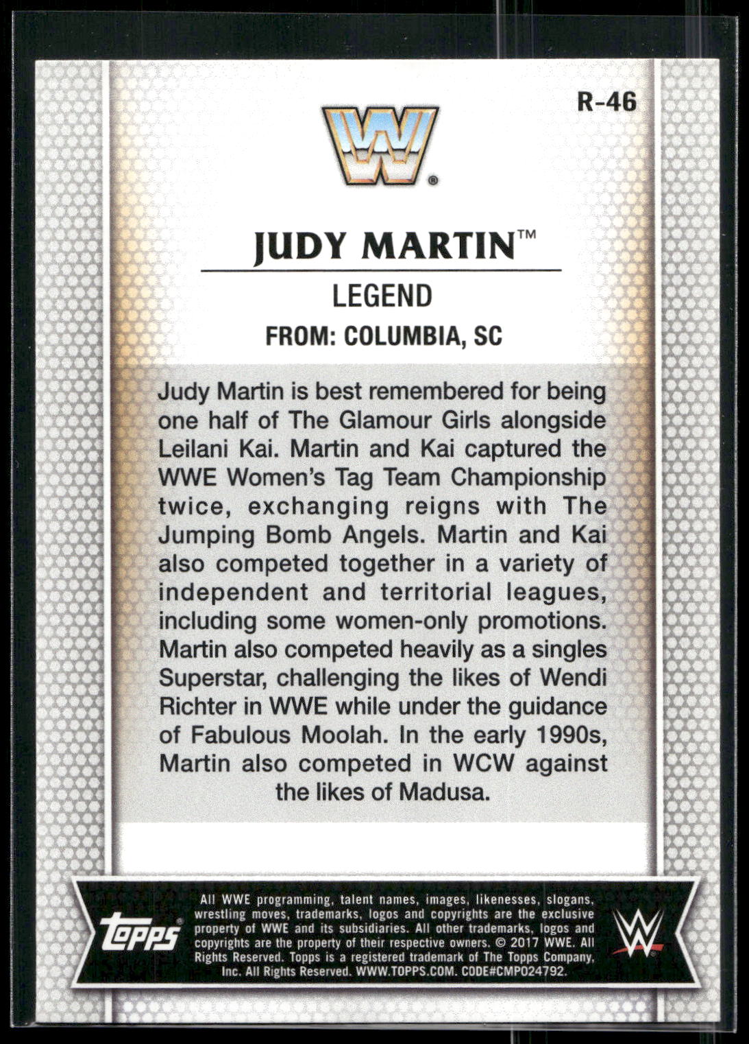 2017 Topps WWE Women's Division #R-46 Judy Martin