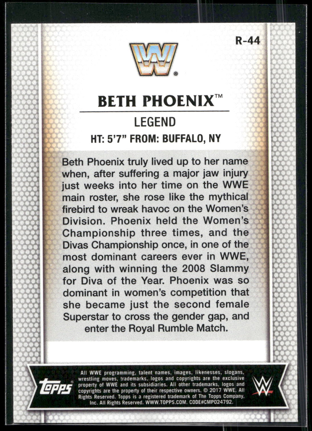 2017 Topps WWE Women's Division #R-44 Beth Phoenix