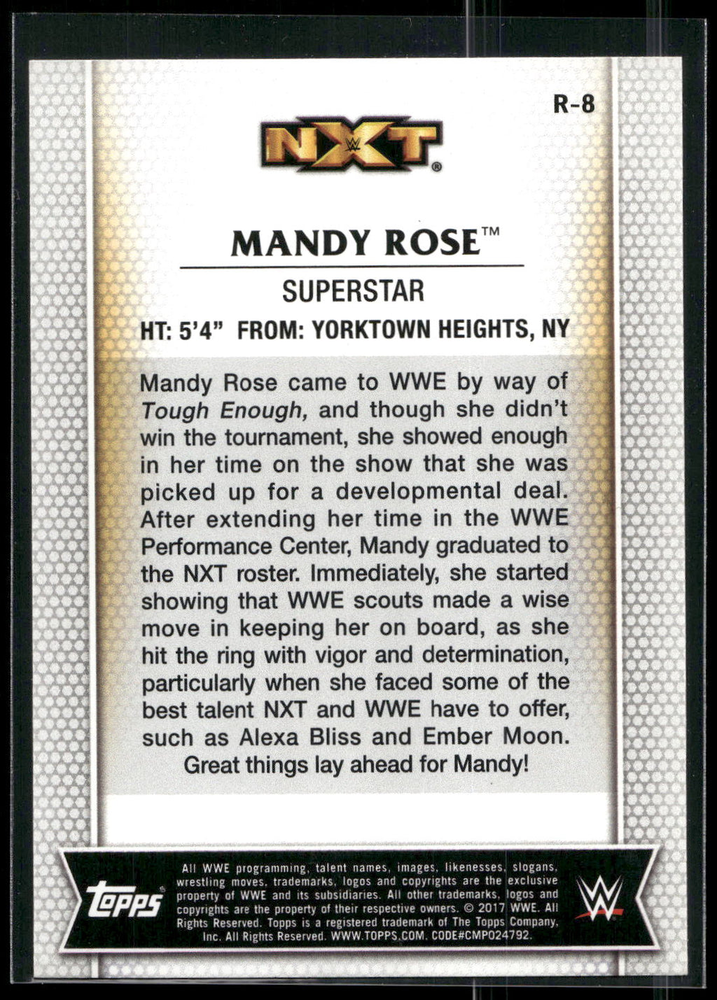 2017 Topps WWE Women's Division #R-8 Mandy Rose