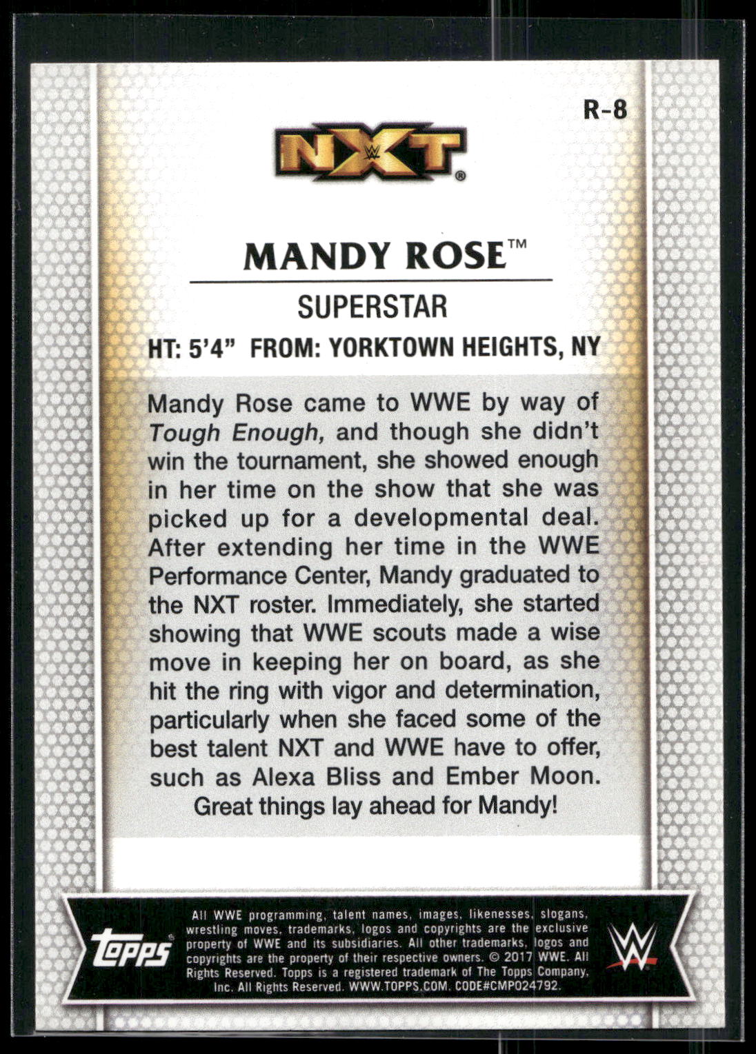 2017 Topps WWE Women's Division #R-8 Mandy Rose
