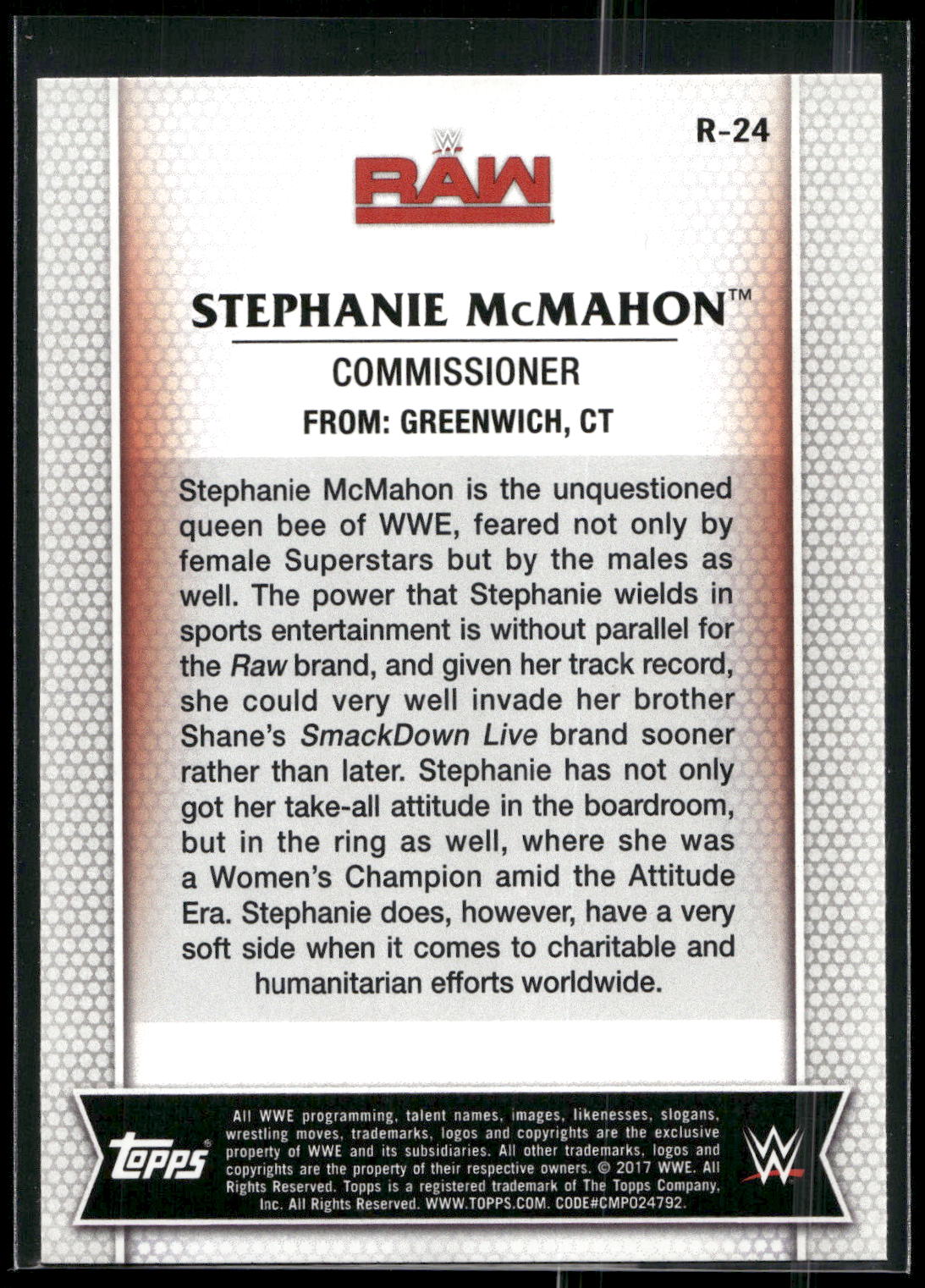 2017 Topps WWE Women's Division #R-24 Stephanie McMahon