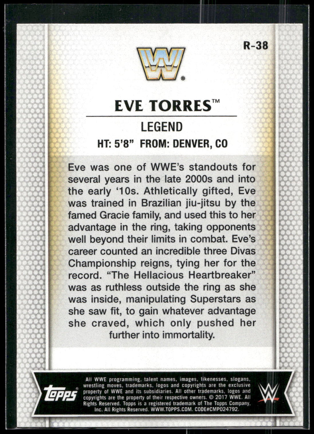 2017 Topps WWE Women's Division #R-38 Eve Torres