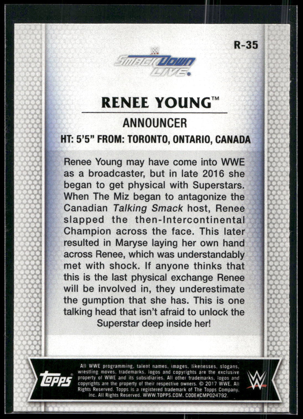 2017 Topps WWE Women's Division #R-35 Renee Young