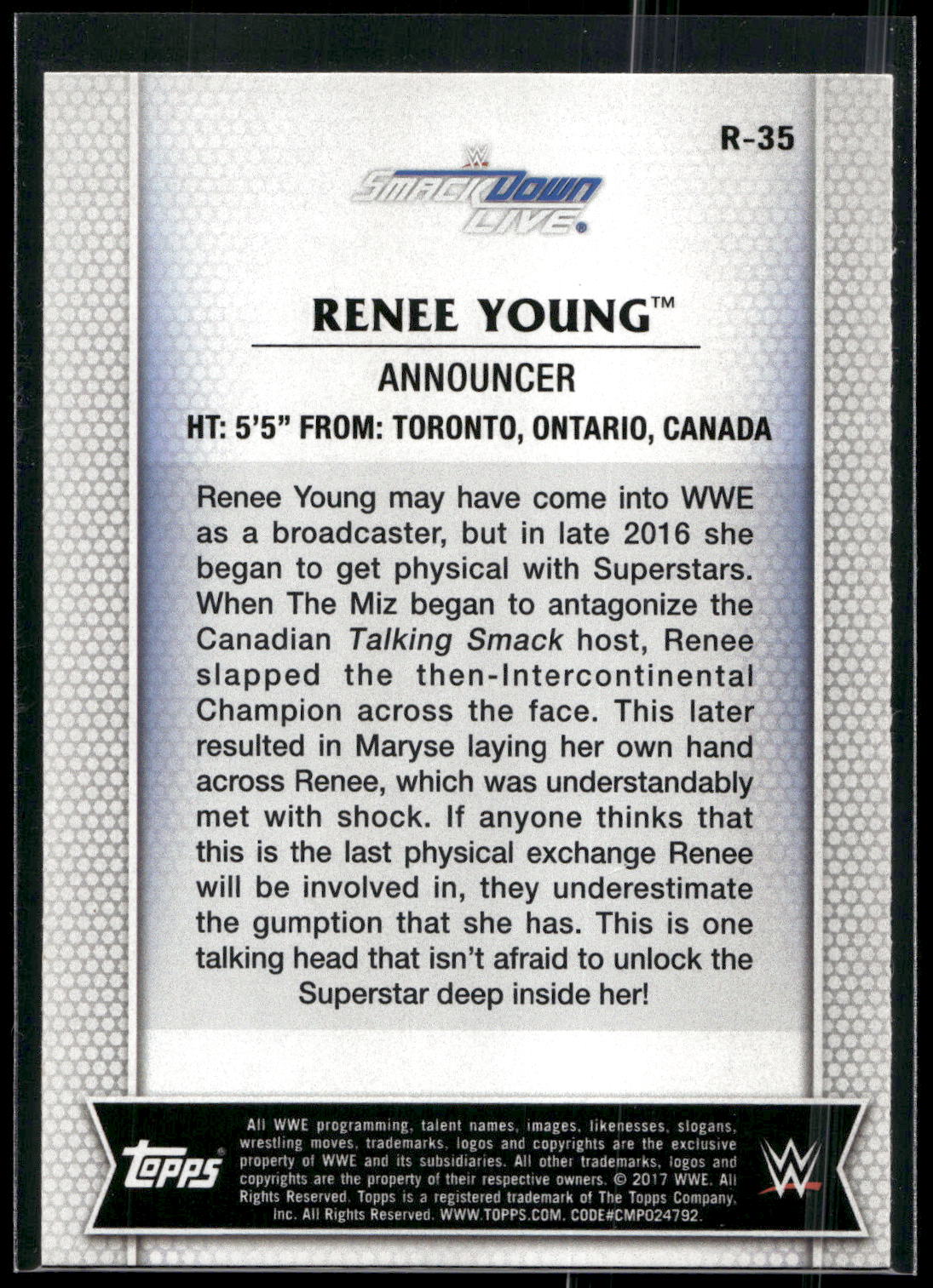 2017 Topps WWE Women's Division #R-35 Renee Young