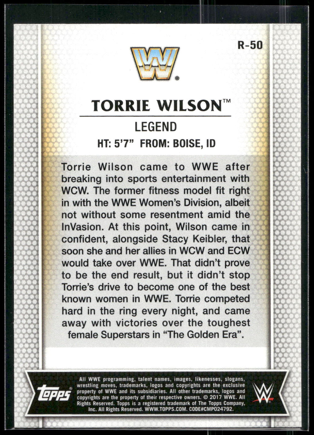 2017 Topps WWE Women's Division #R-50 Torrie Wilson