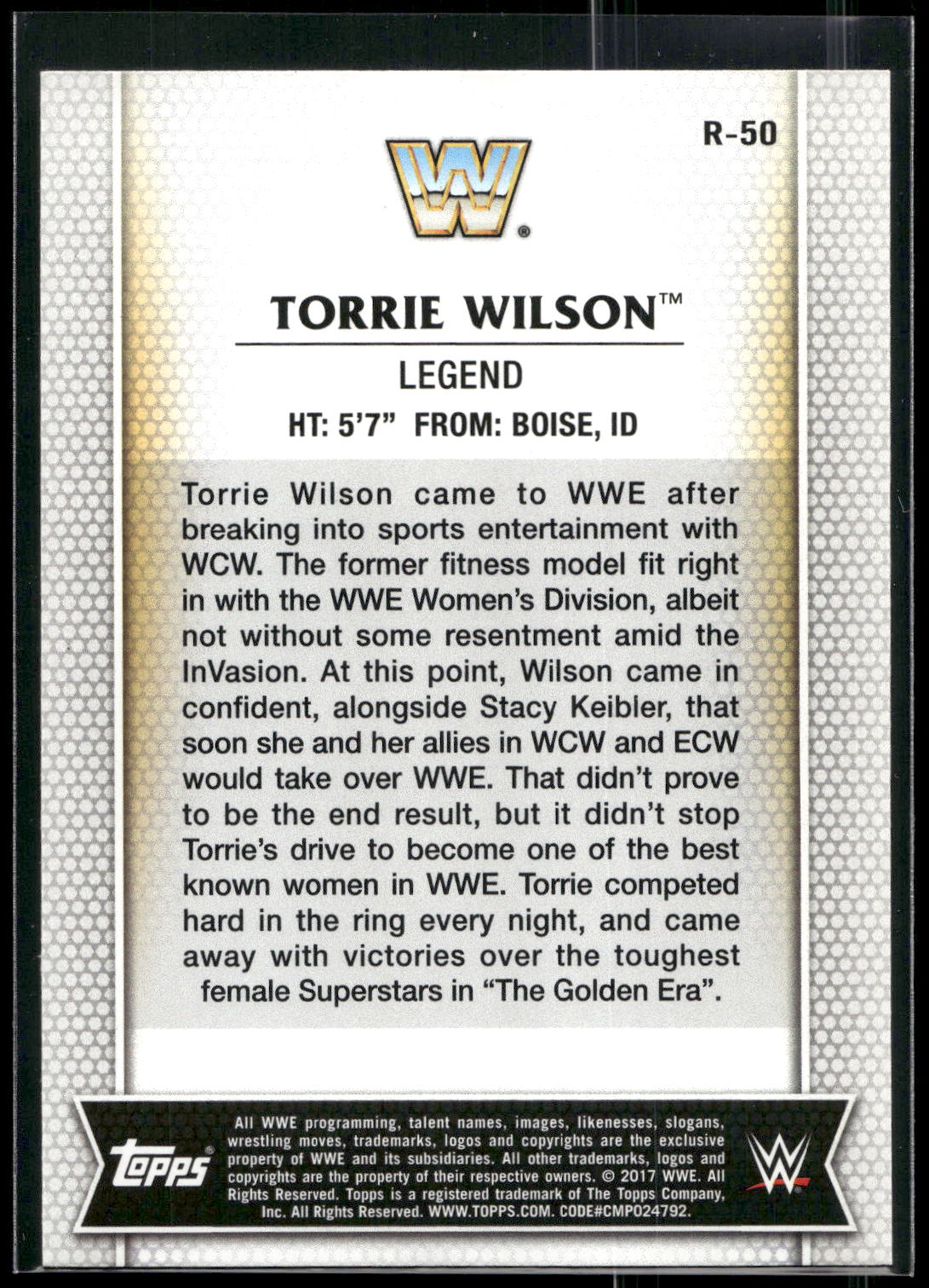 2017 Topps WWE Women's Division #R-50 Torrie Wilson
