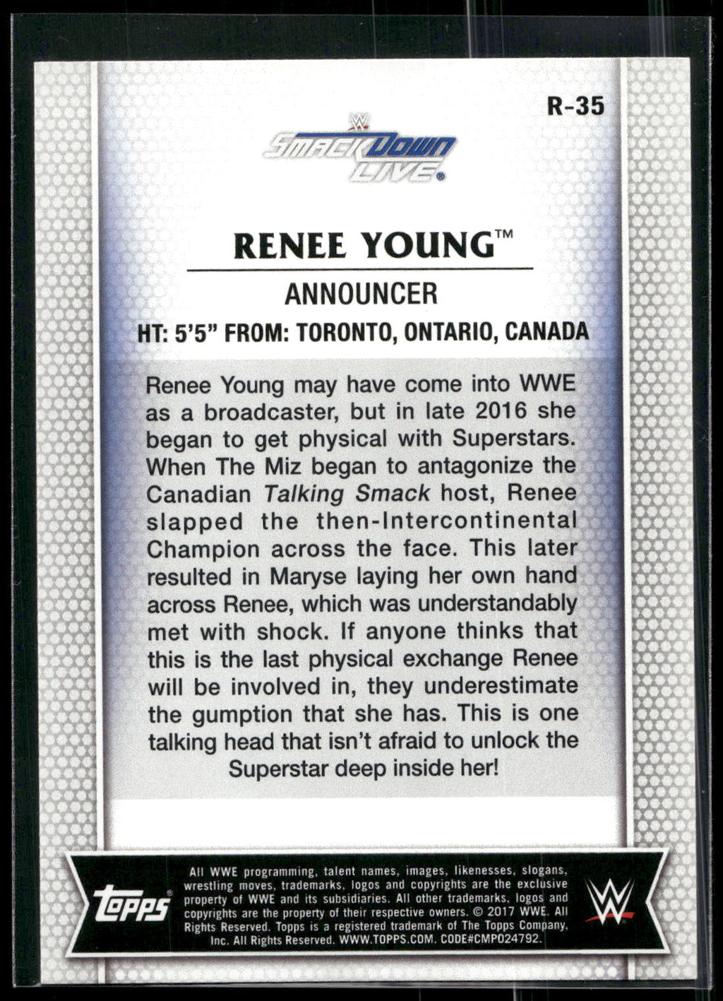 2017 Topps WWE Women's Division #R-35 Renee Young
