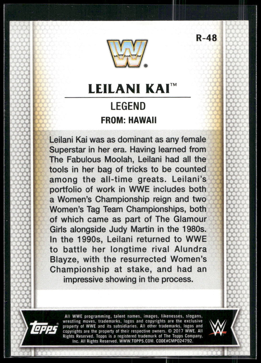 2017 Topps WWE Women's Division #R-48 Leilani Kai