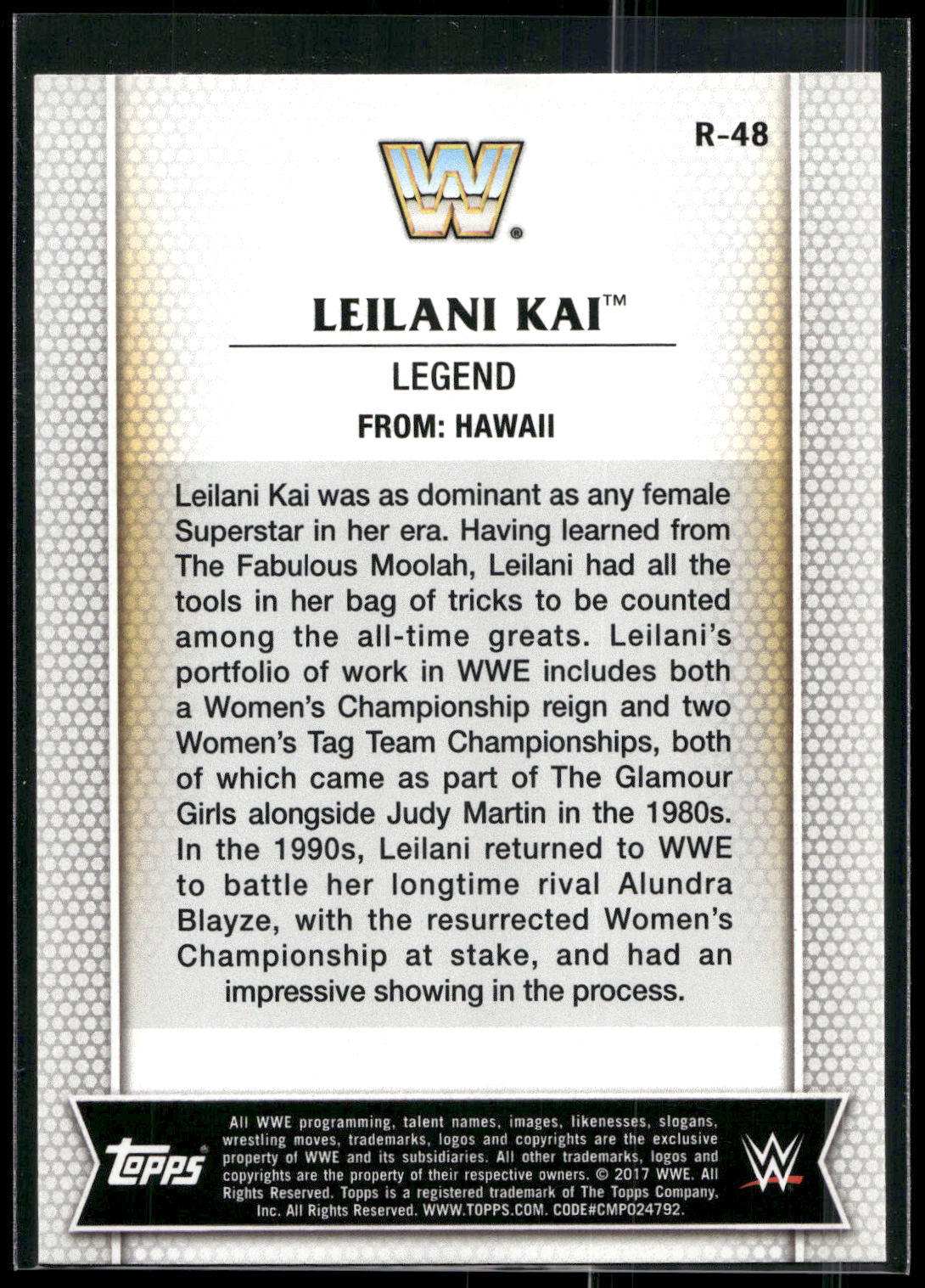 2017 Topps WWE Women's Division #R-48 Leilani Kai