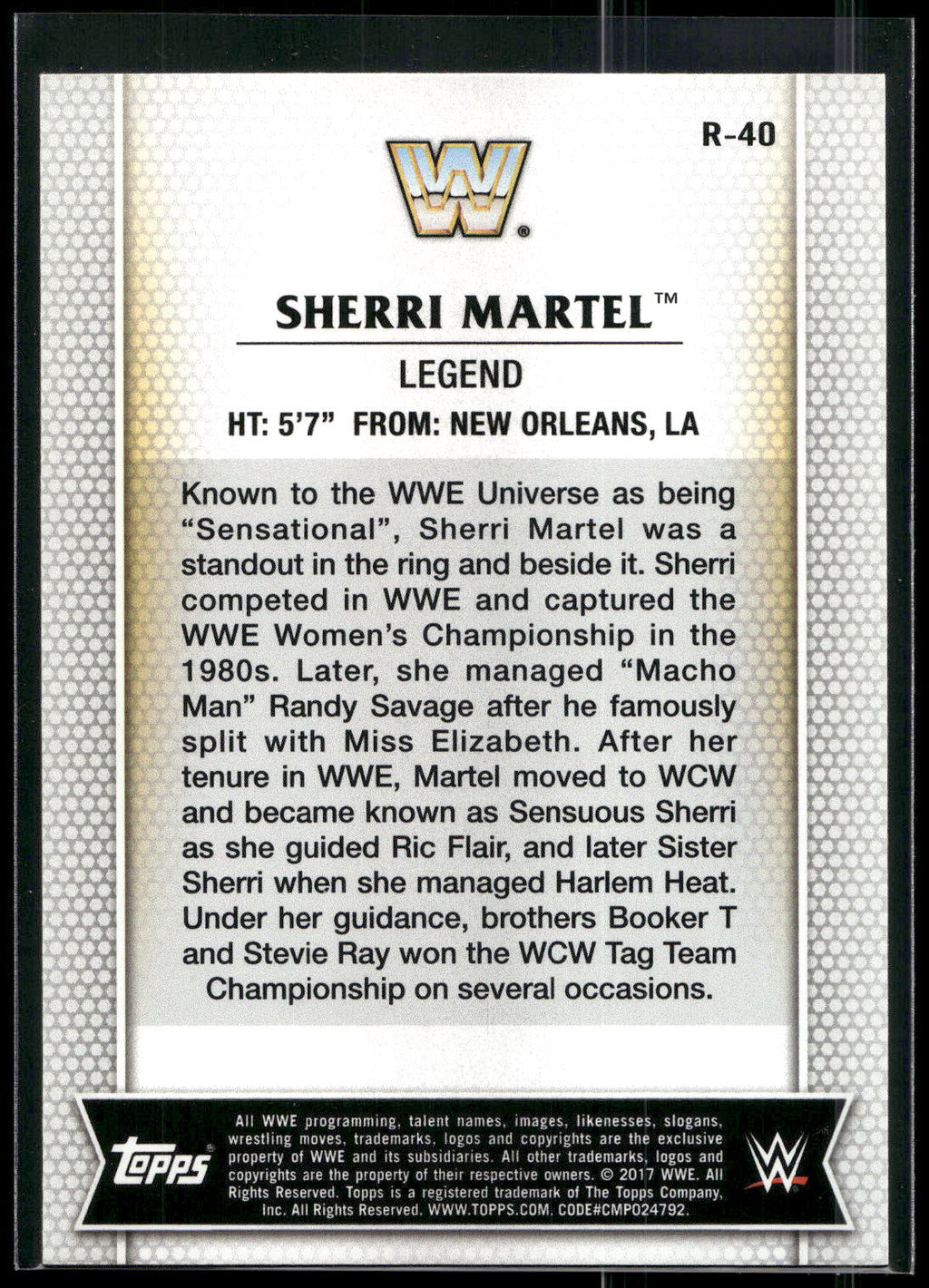 2017 Topps WWE Women's Division #R-40 Sherri Martel