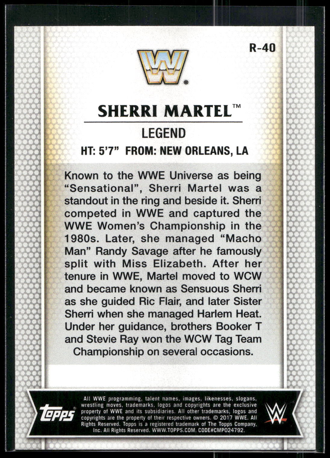 2017 Topps WWE Women's Division #R-40 Sherri Martel