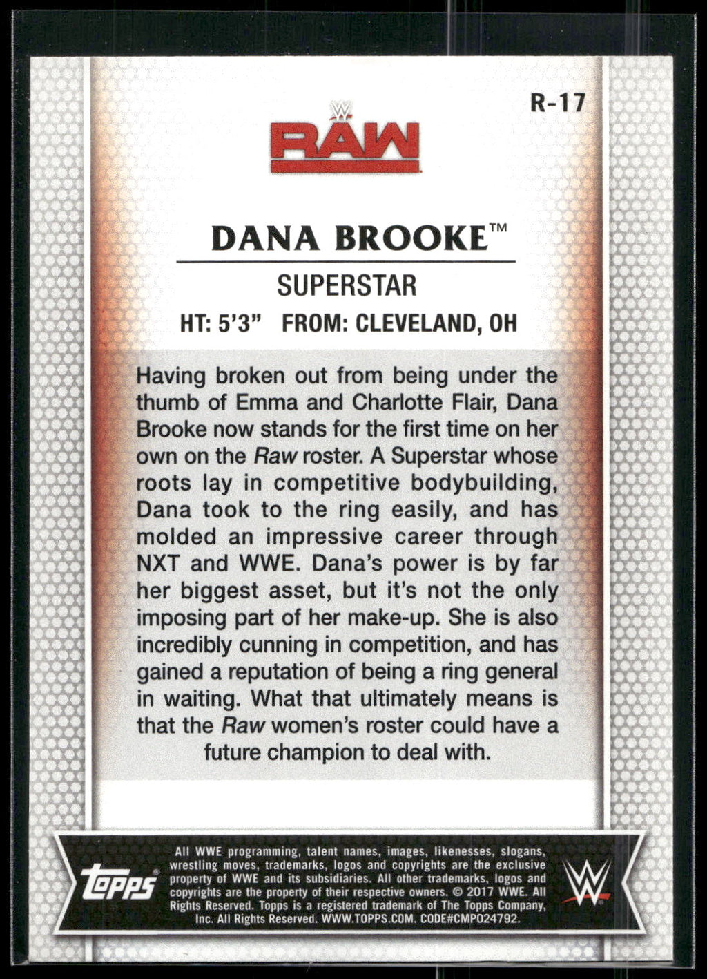 2017 Topps WWE Women's Division #R-17 Dana Brooke
