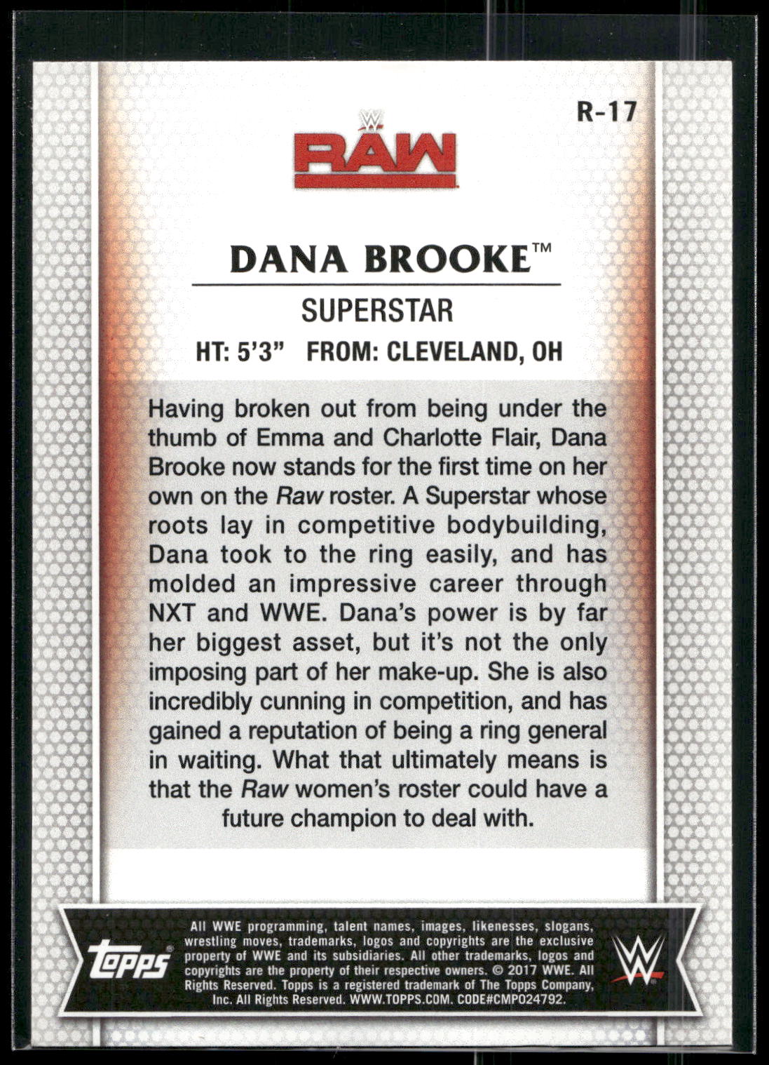 2017 Topps WWE Women's Division #R-17 Dana Brooke