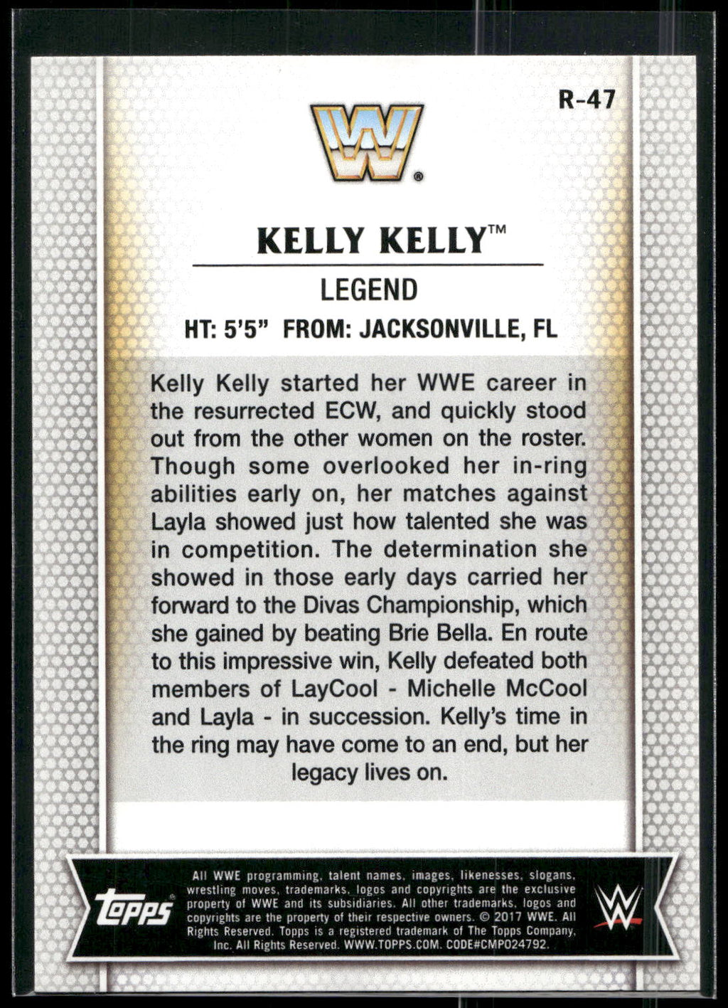 2017 Topps WWE Women's Division #R-47 Kelly Kelly