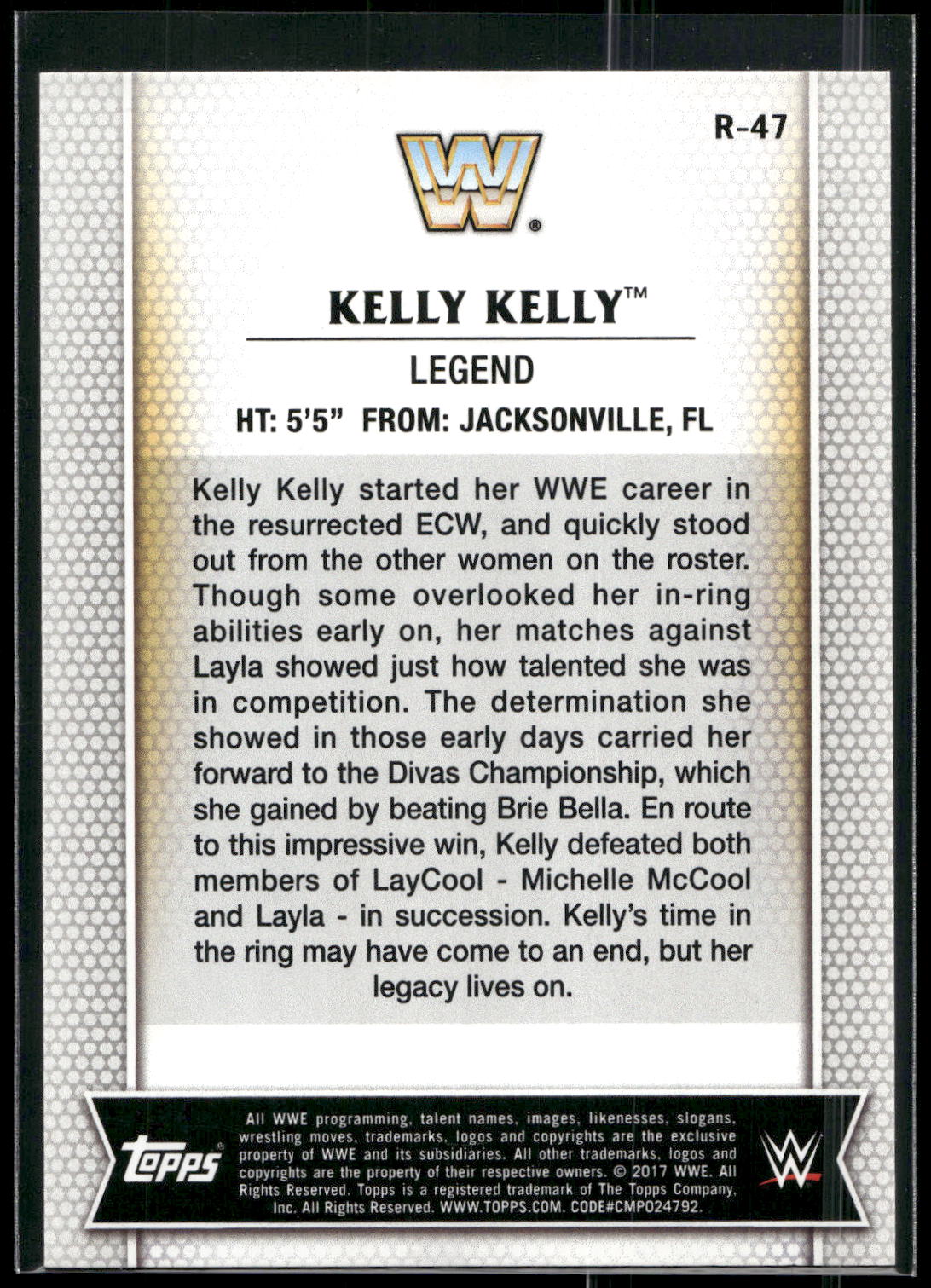 2017 Topps WWE Women's Division #R-47 Kelly Kelly