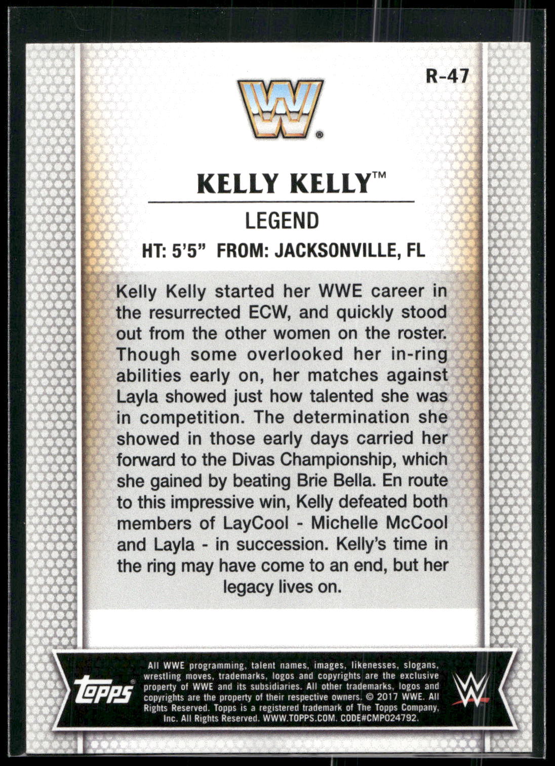 2017 Topps WWE Women's Division #R-47 Kelly Kelly