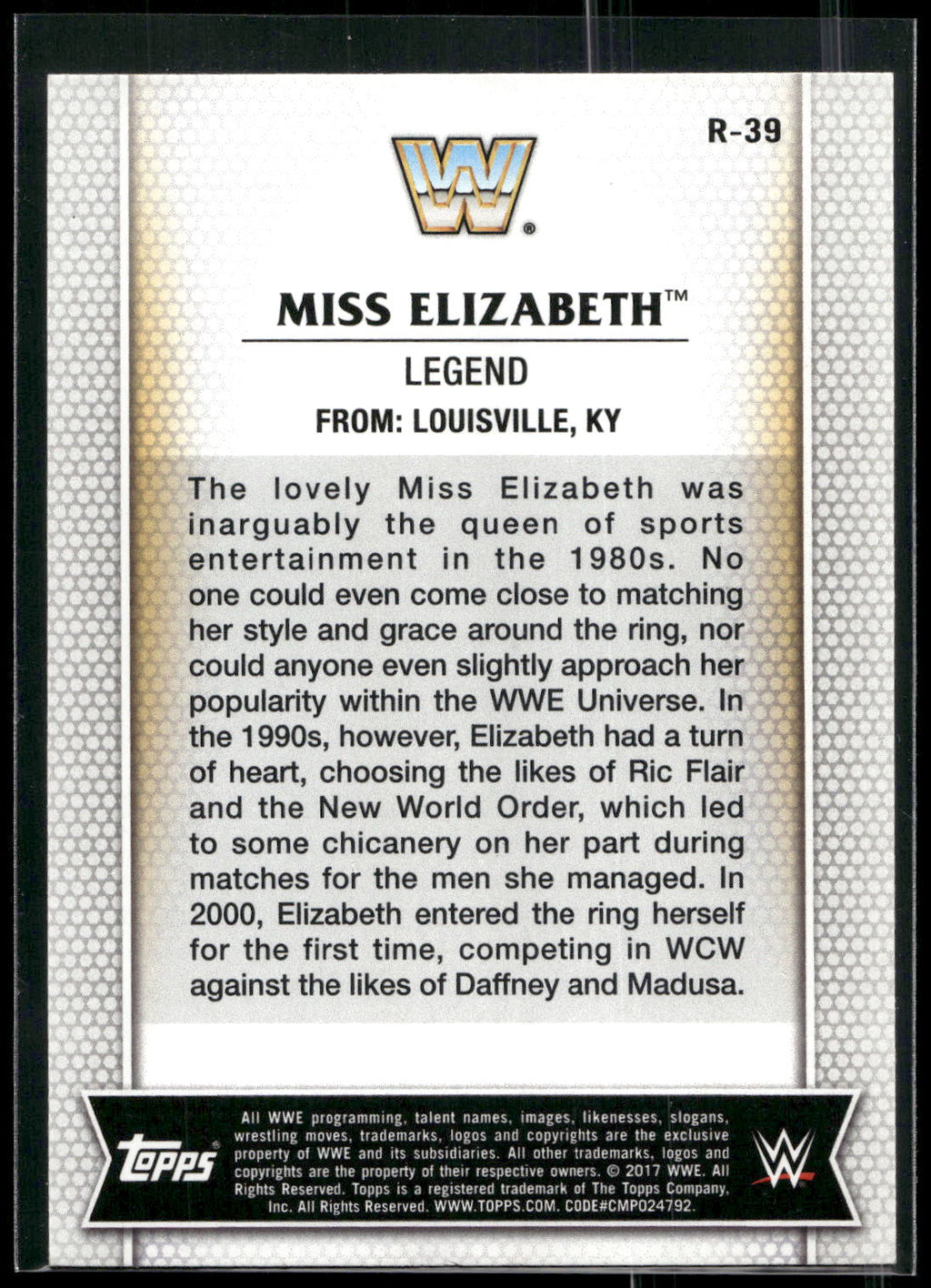 2017 Topps WWE Women's Division #R-39 Miss Elizabeth