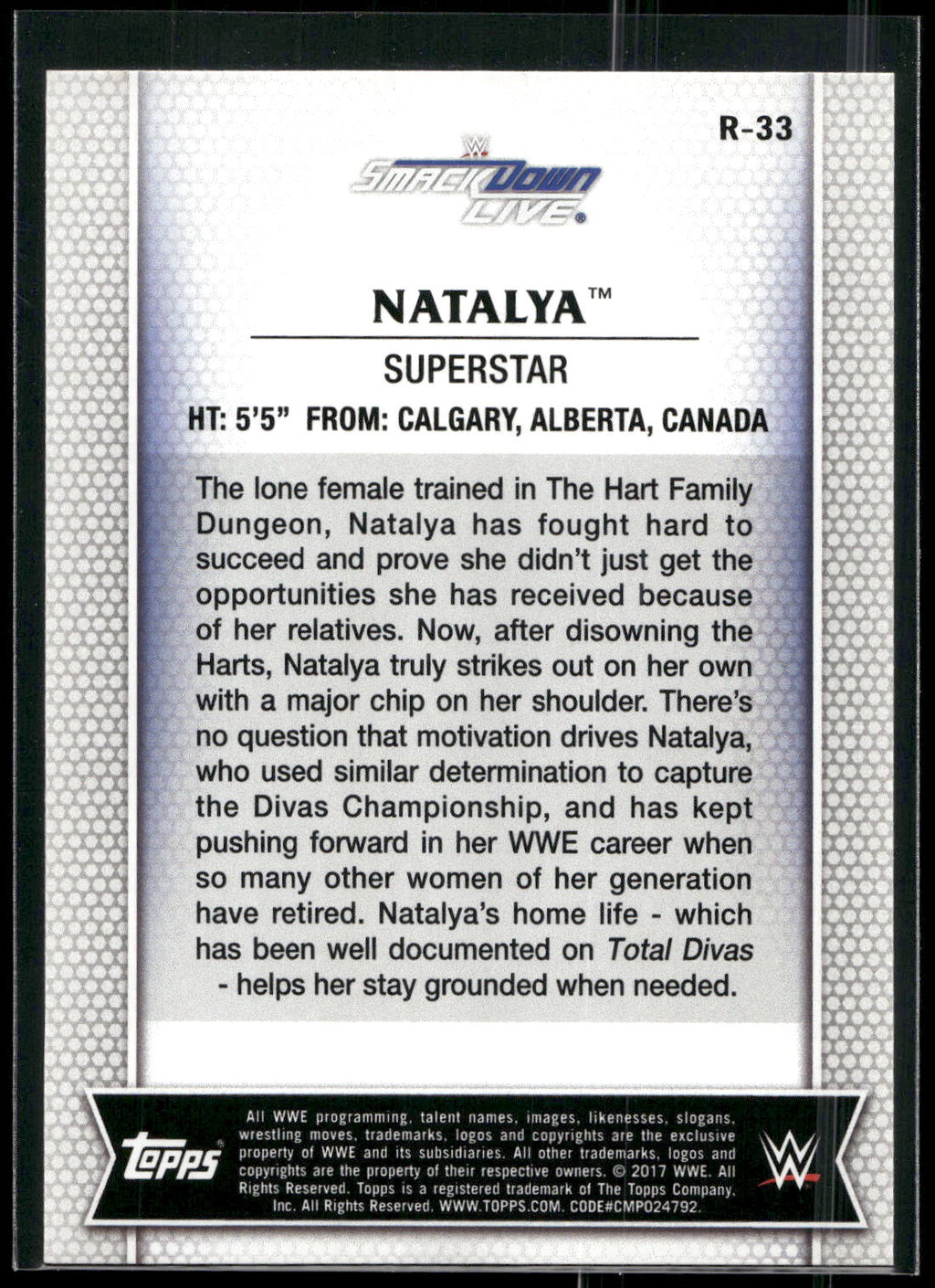 2017 Topps WWE Women's Division #R-33 Natalya