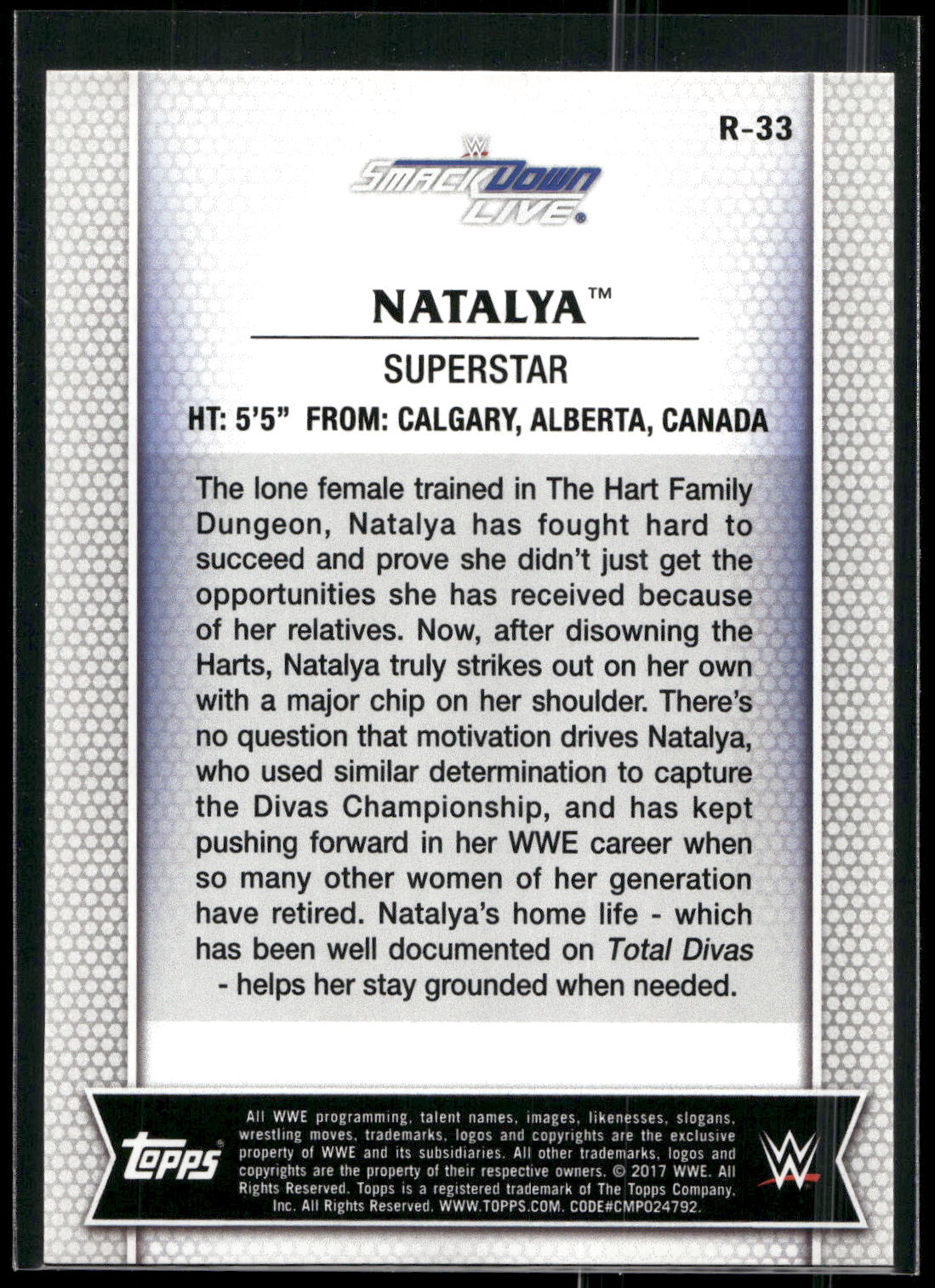 2017 Topps WWE Women's Division #R-33 Natalya