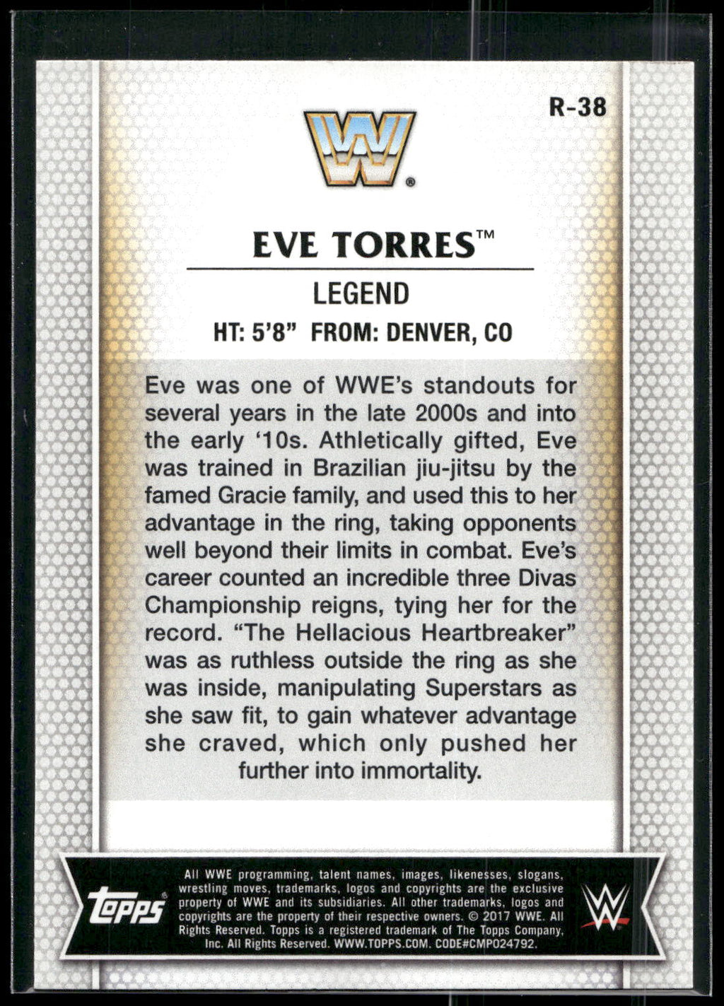 2017 Topps WWE Women's Division #R-38 Eve Torres