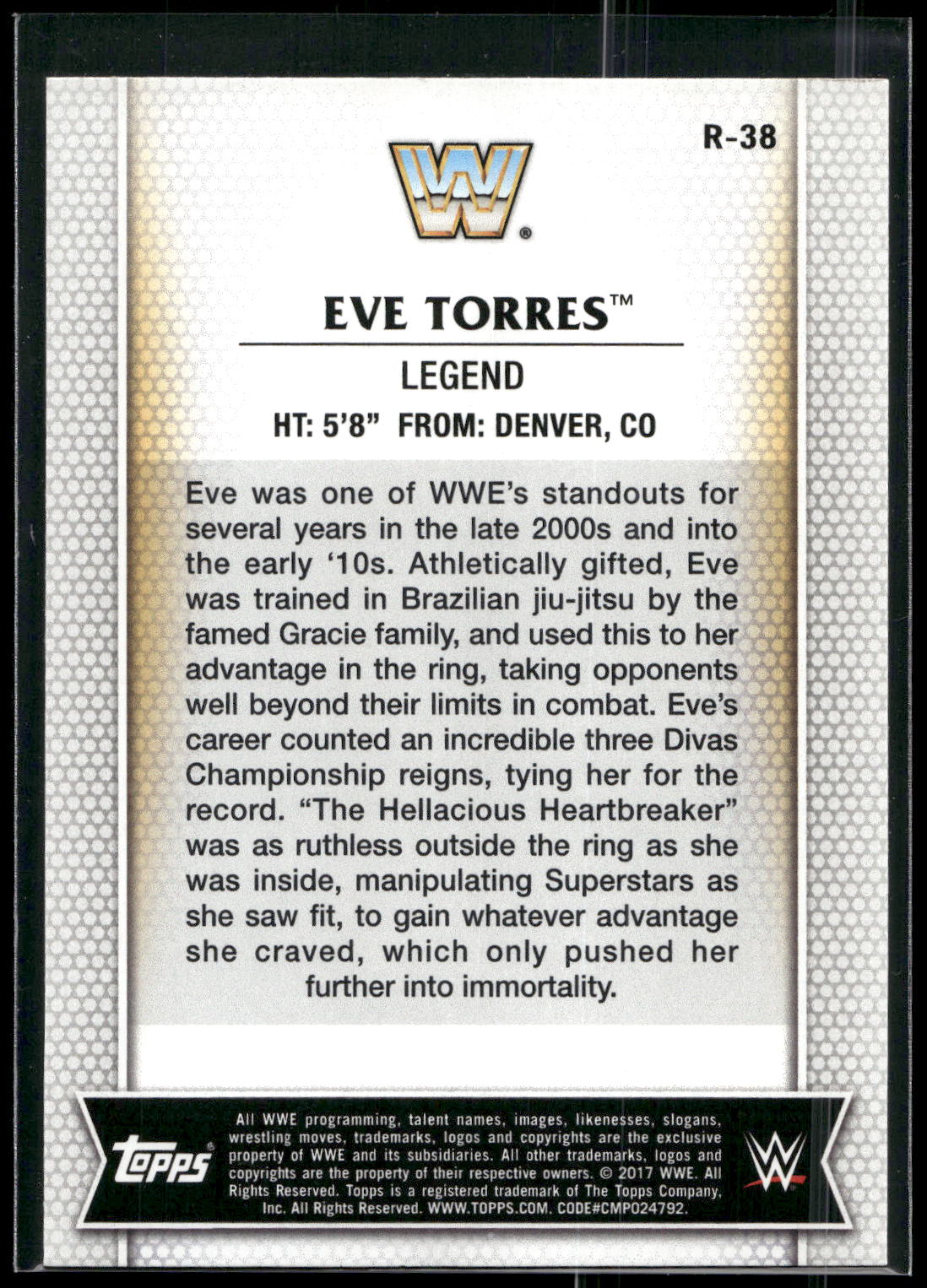 2017 Topps WWE Women's Division #R-38 Eve Torres