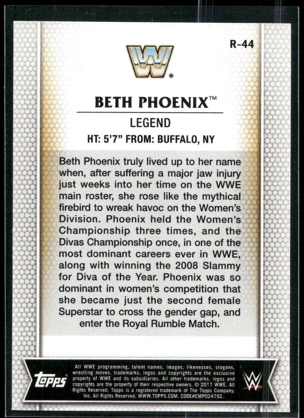 2017 Topps WWE Women's Division #R-44 Beth Phoenix