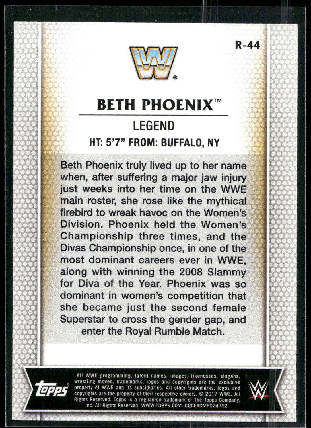 2017 Topps WWE Women's Division #R-44 Beth Phoenix