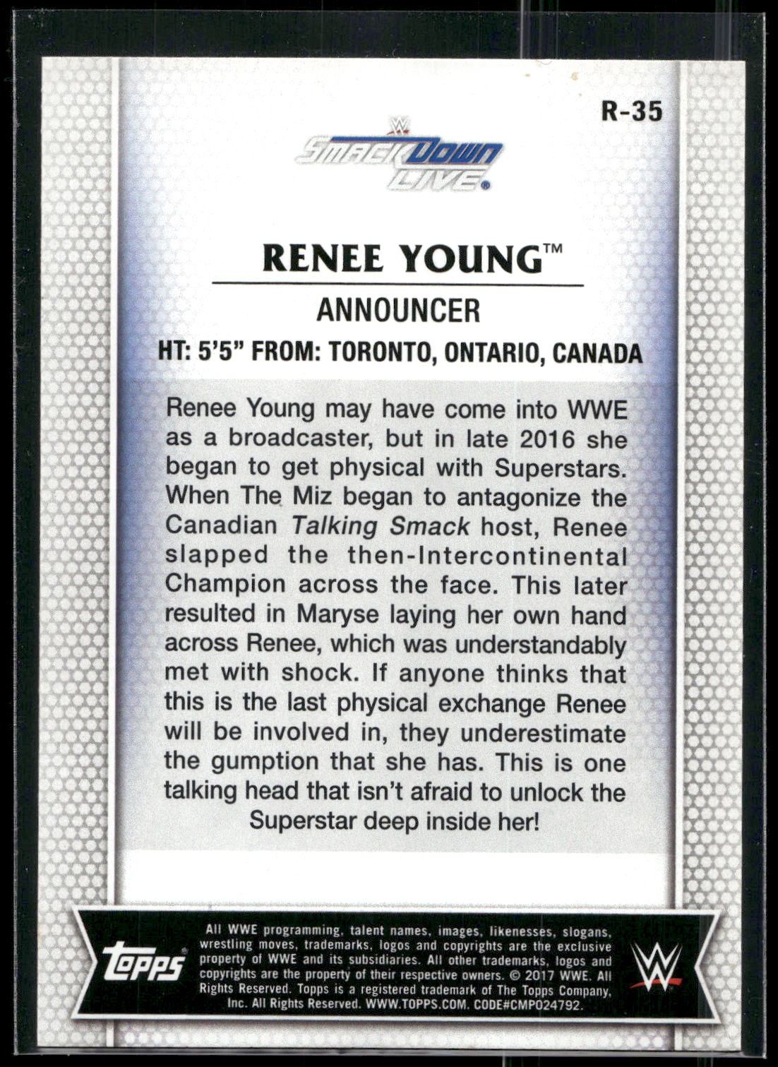 2017 Topps WWE Women's Division #R-35 Renee Young