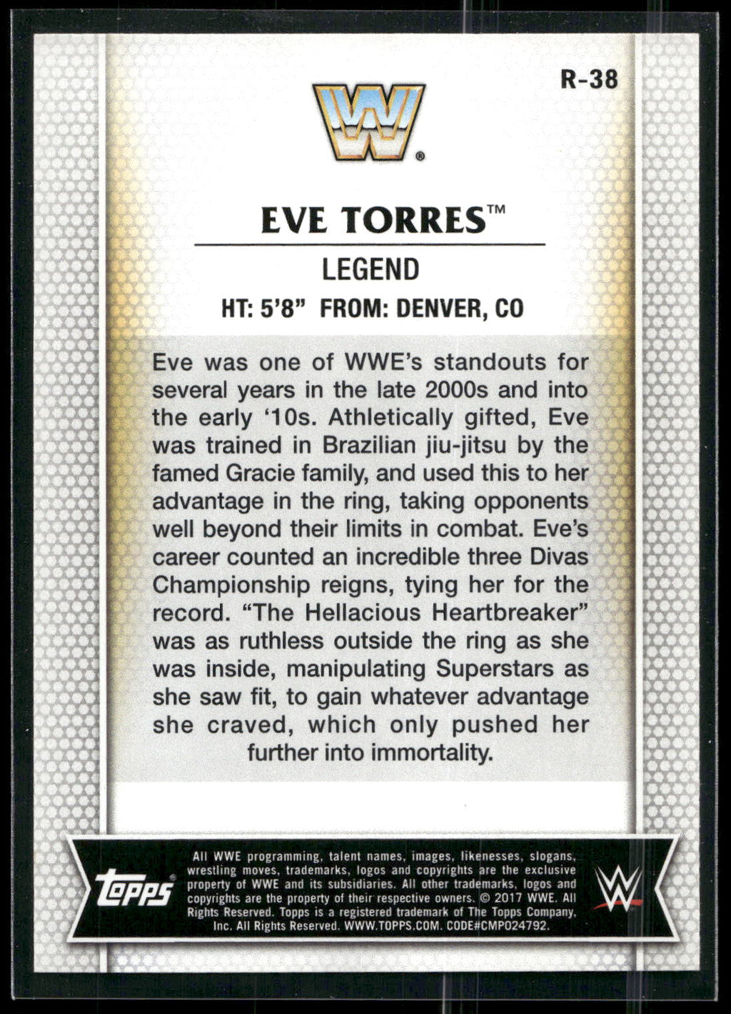 2017 Topps WWE Women's Division #R-38 Eve Torres