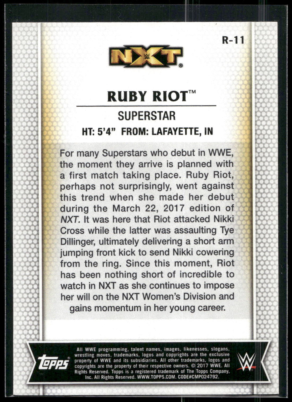 2017 Topps WWE Women's Division #R-11 Ruby Riot