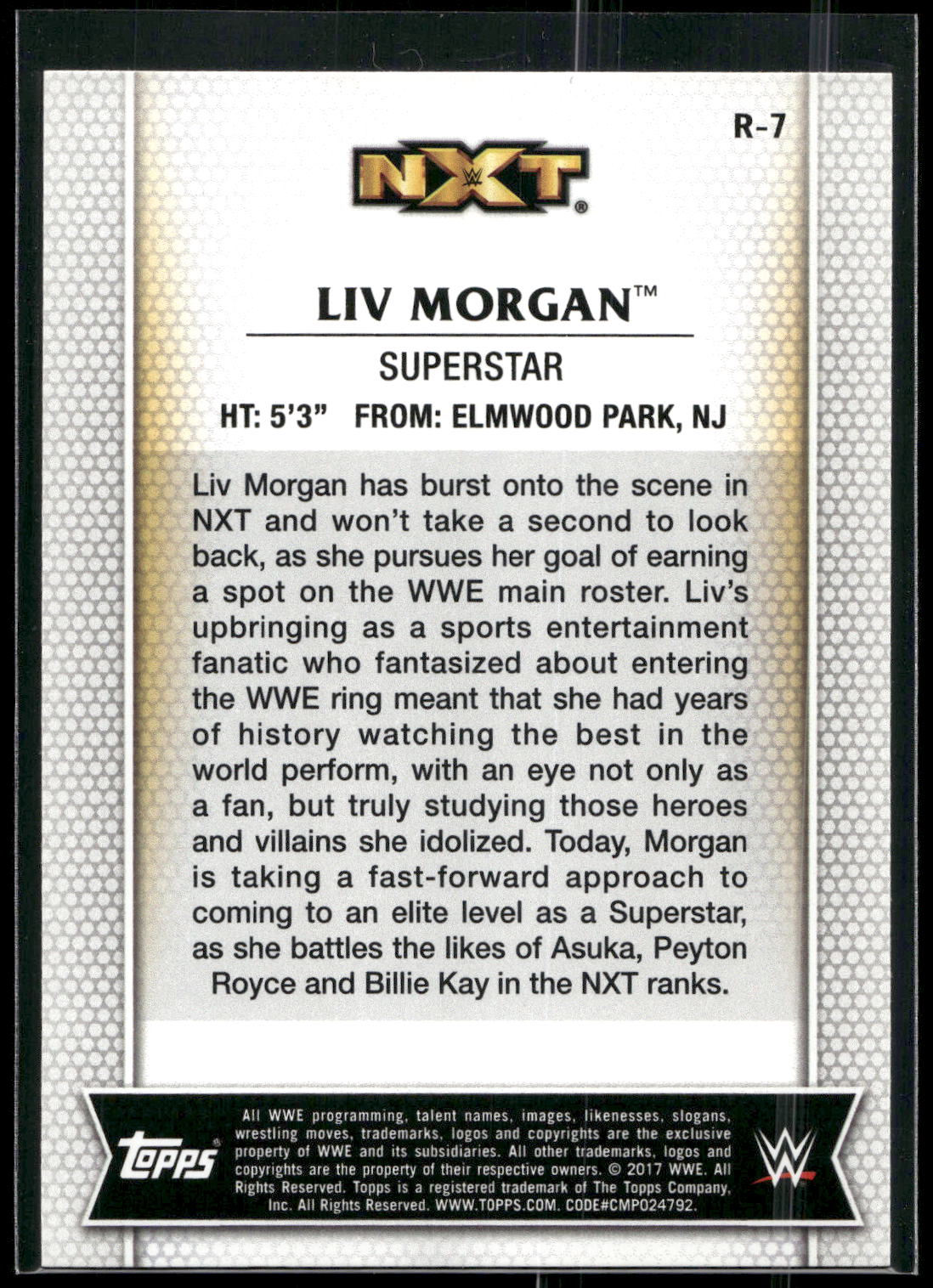 2017 Topps WWE Women's Division #R-7 Liv Morgan