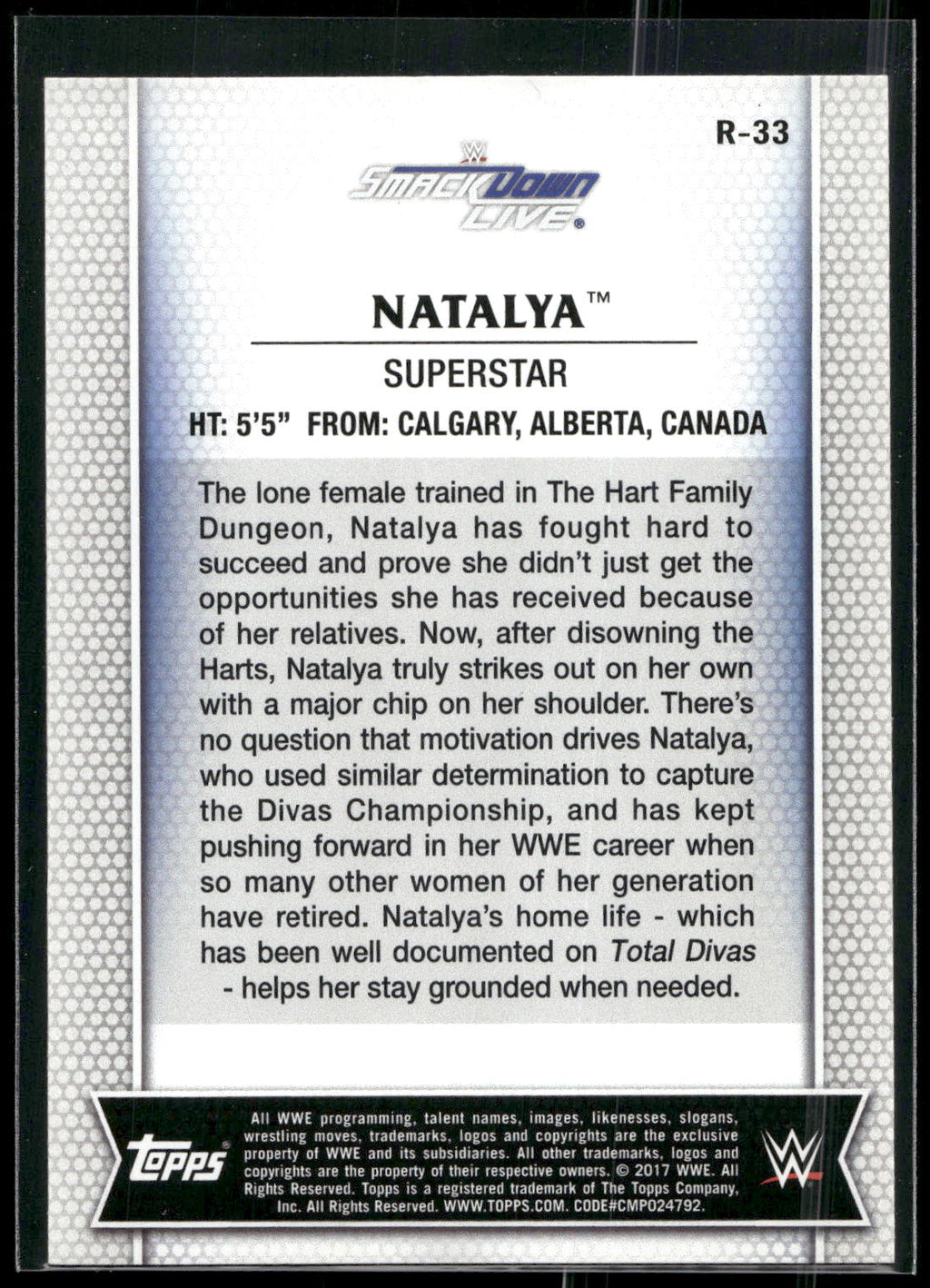 2017 Topps WWE Women's Division #R-33 Natalya
