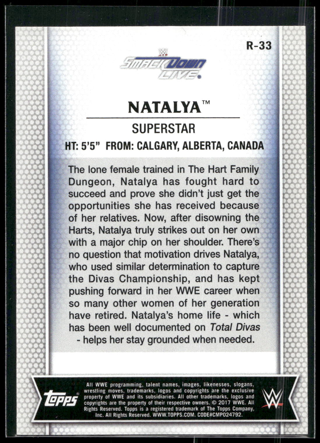 2017 Topps WWE Women's Division #R-33 Natalya