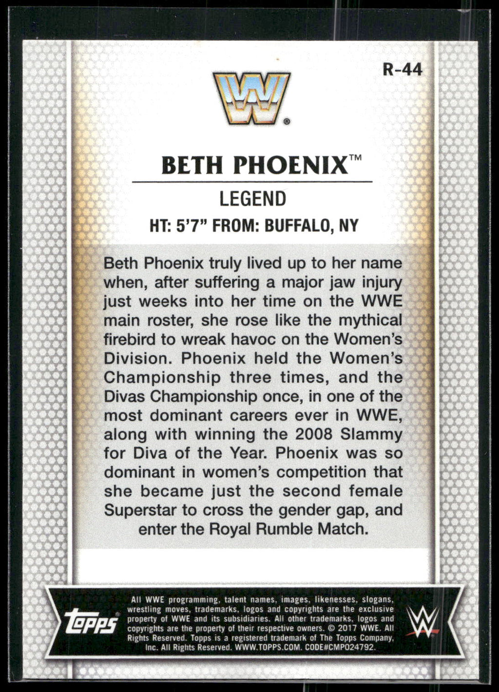 2017 Topps WWE Women's Division #R-44 Beth Phoenix