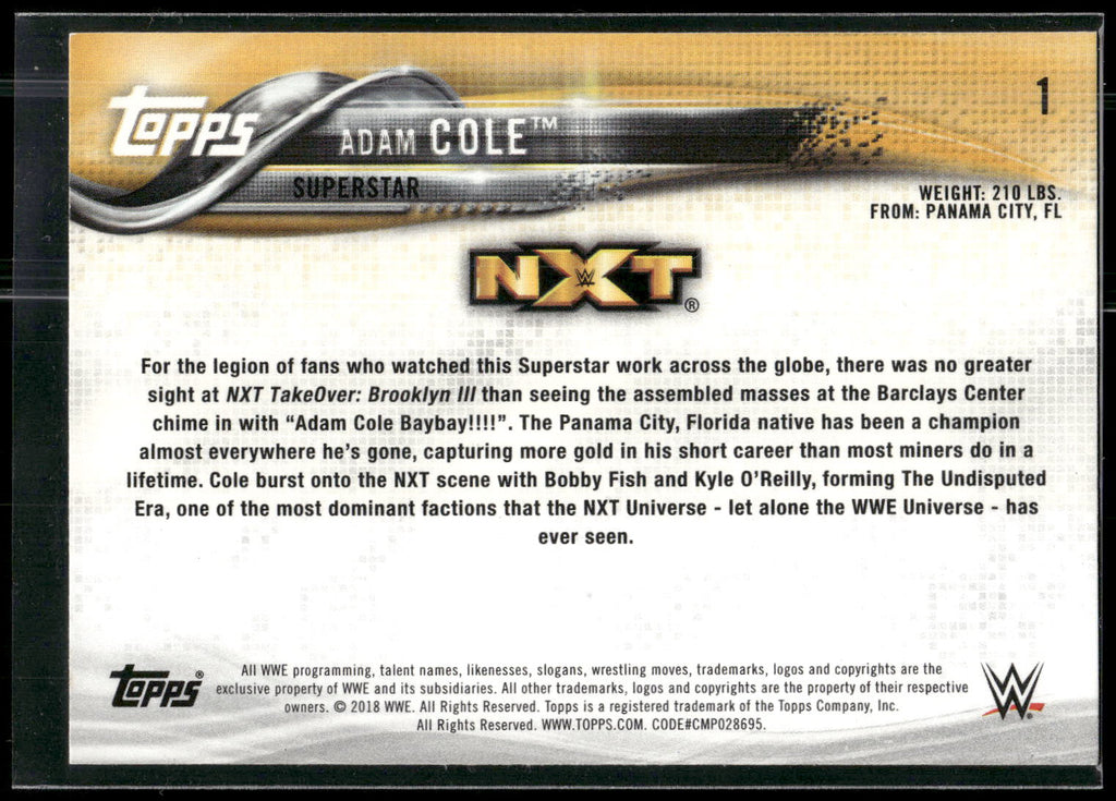 2018 Topps WWE #1 Adam Cole